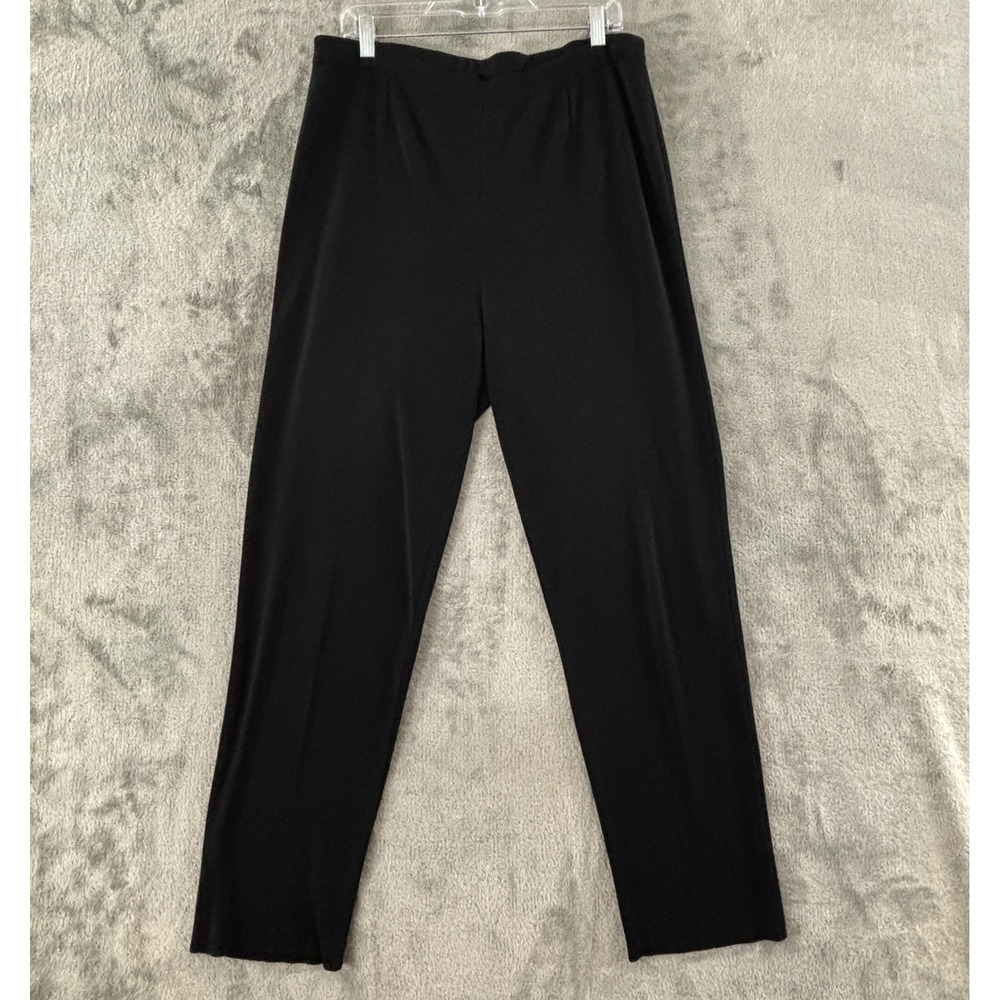 Ming Wang Deco Crepe Straight Leg Pants‎ Womens 0X Black Stretch 30.5" Inseam